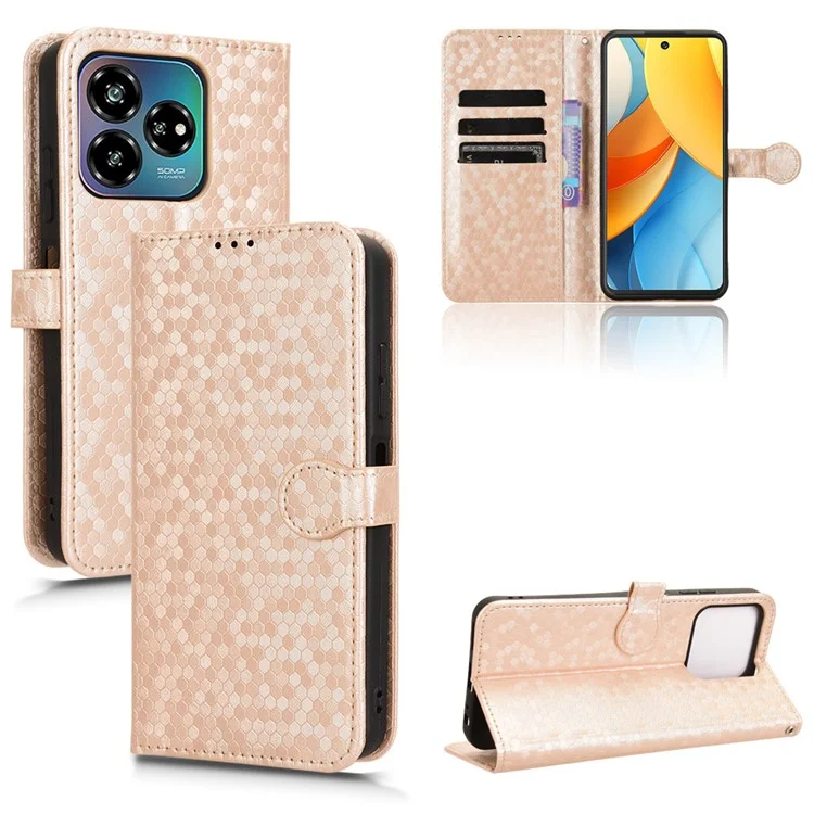 For ZTE Axon 60 Lite / Blade V60 Vita Case PU Leather Wallet Phone Cover Dot Pattern Imprint - Rose Gold