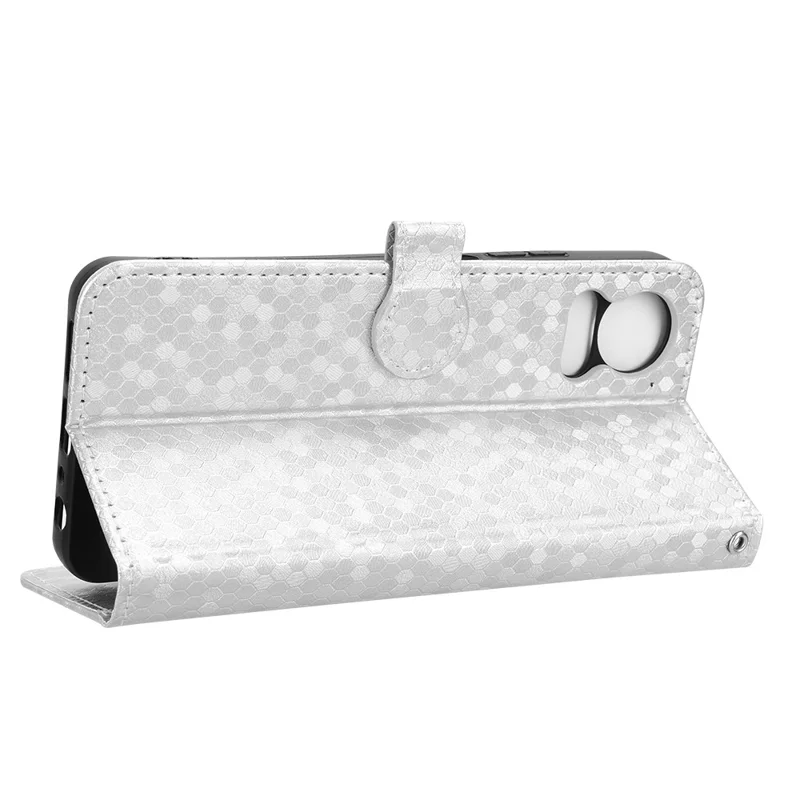 For TCL 50 LE T510SPP Case PU Leather Wallet Phone Cover with Dot Pattern Imprint - Silver