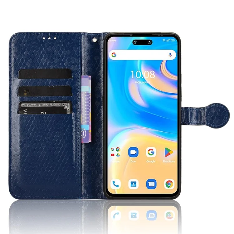 Para Umidigi G6 Funda Patrón de Puntos Impresión Cartera de Piel PU Funda de Teléfono - Azul Oscuro