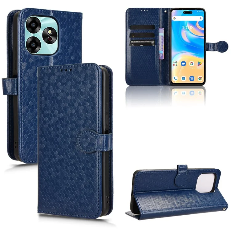 Para Umidigi G6 Funda Patrón de Puntos Impresión Cartera de Piel PU Funda de Teléfono - Azul Oscuro