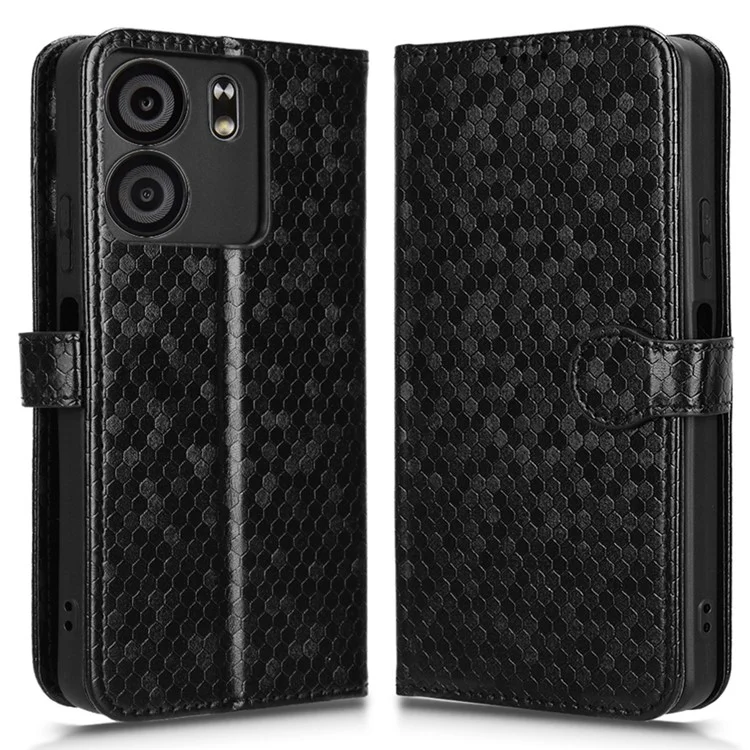 Für BLU View 5 Handyhülle Punktmuster Prägung PU-Leder Flip Geldbörse Cover - Schwarz
