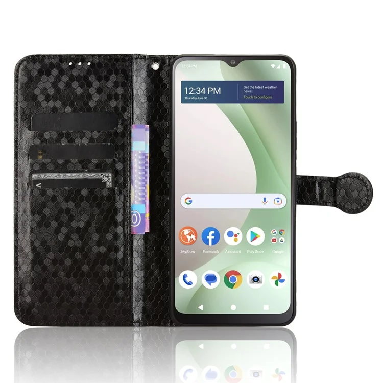 Für BLU View 5 Handyhülle Punktmuster Prägung PU-Leder Flip Geldbörse Cover - Schwarz