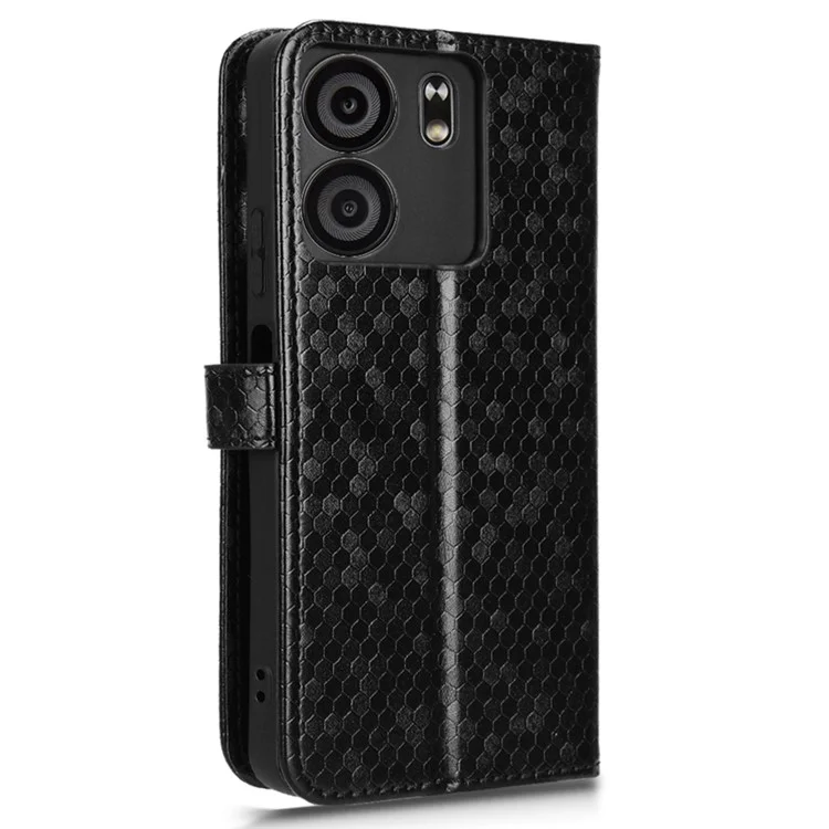 Für BLU View 5 Handyhülle Punktmuster Prägung PU-Leder Flip Geldbörse Cover - Schwarz