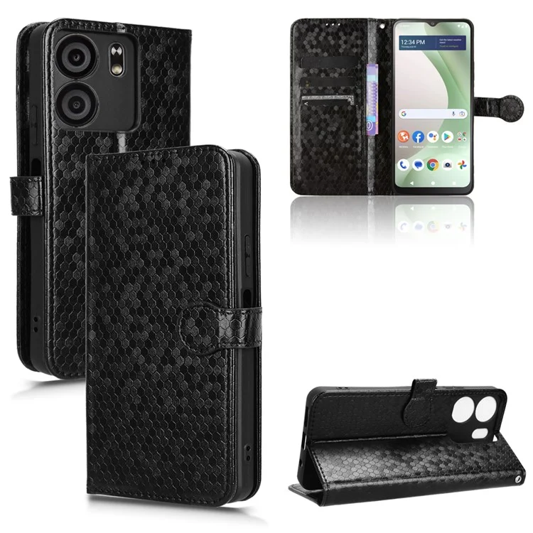Für BLU View 5 Handyhülle Punktmuster Prägung PU-Leder Flip Geldbörse Cover - Schwarz
