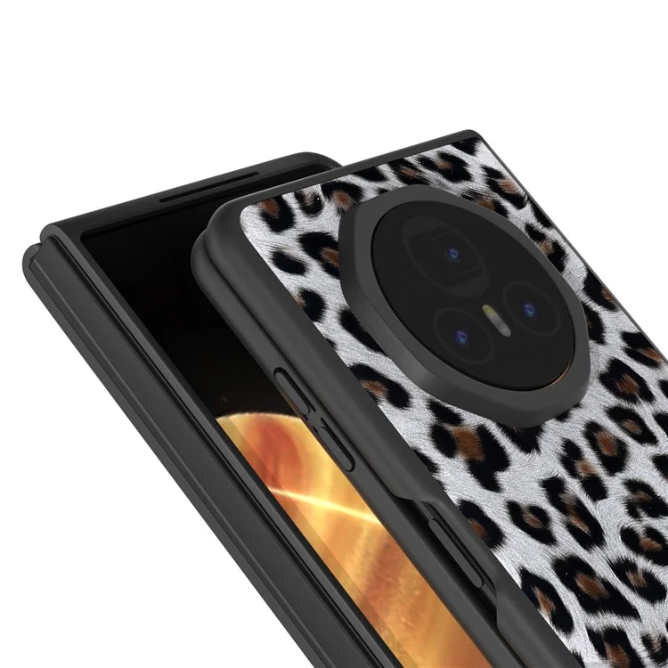 ABEEL For Honor Magic V3 5G Case PU+PC Phone Cover Leopard Pattern - Silver