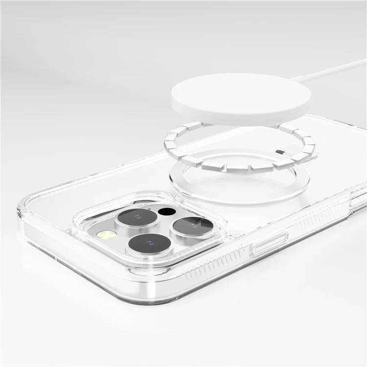 G Style Für iPhone 15 Pro Max Hülle TPU+PC Telefonabdeckung mit Ringhalter kompatibel mit MagSafe - Transparent