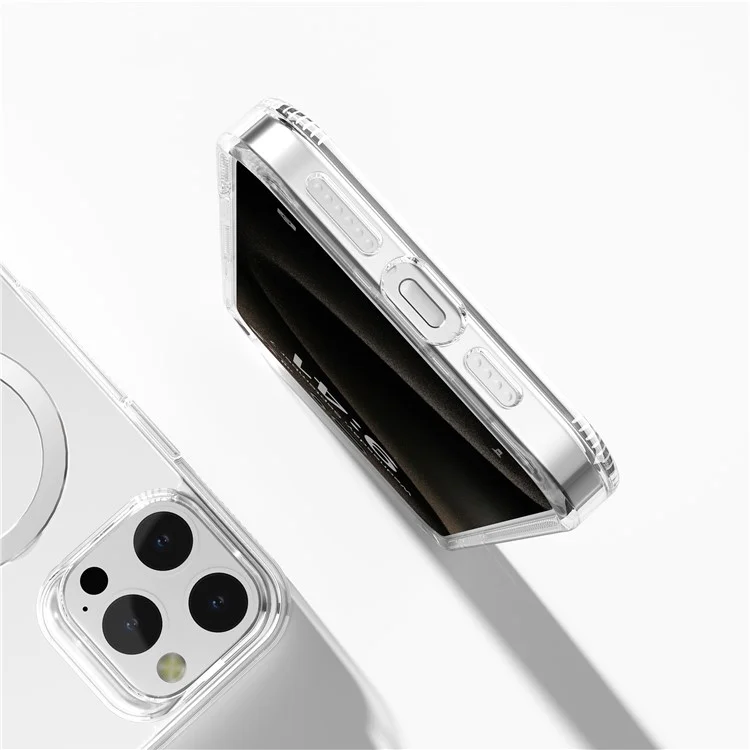 G Style Für iPhone 15 Pro Max Hülle TPU+PC Telefonabdeckung mit Ringhalter kompatibel mit MagSafe - Transparent