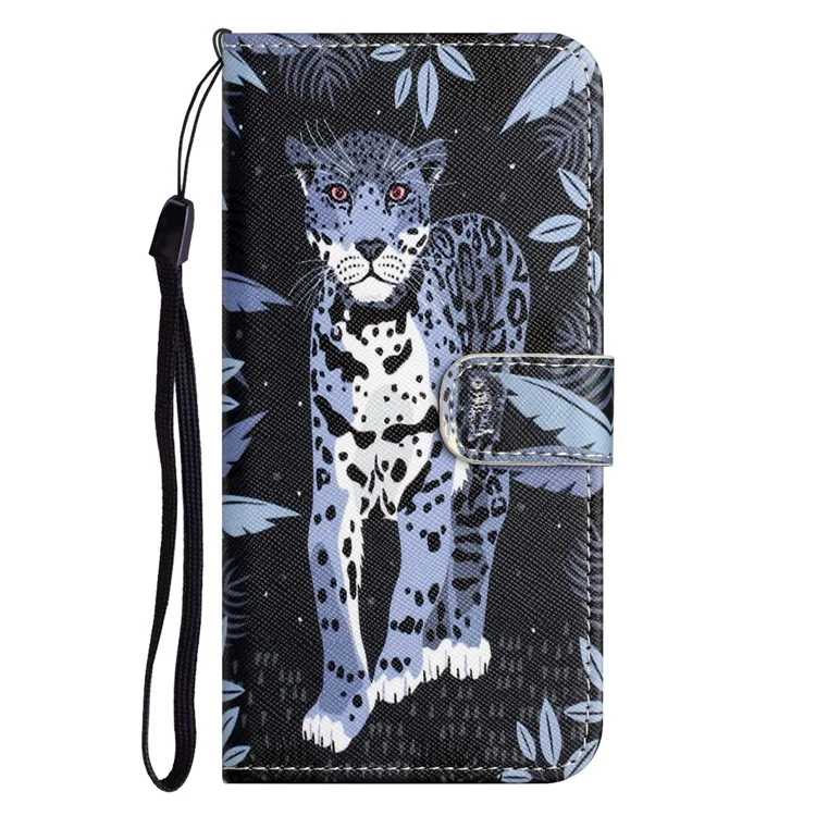 Para iPhone 16 Pro Leather Phone Case Cross Texture Pattern Printing - Leopardo