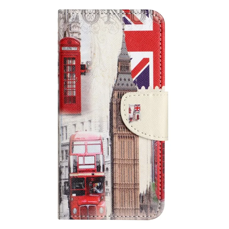For iPhone 16 Pro Case Pattern Printing Cross Texture Phone Leather Cover - London Big Ben