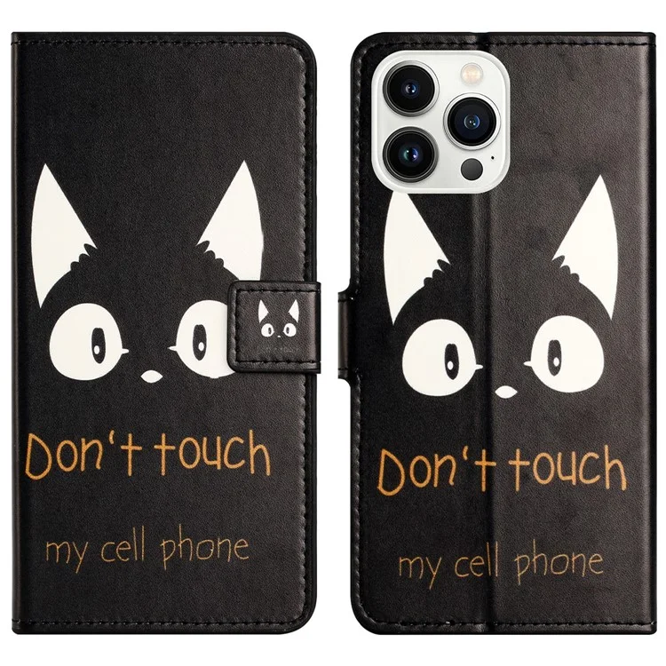 Custodia per iPhone 16 Pro Case Pattern Print PU Leather Wallet Flip Phone Cover - Non toccare il mio cellulare