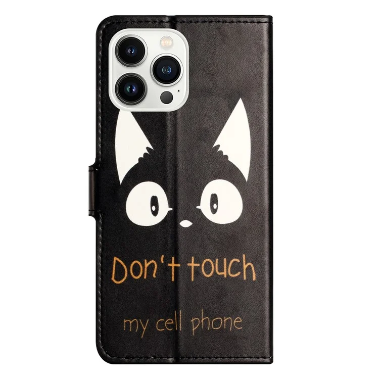 Custodia per iPhone 16 Pro Case Pattern Print PU Leather Wallet Flip Phone Cover - Non toccare il mio cellulare