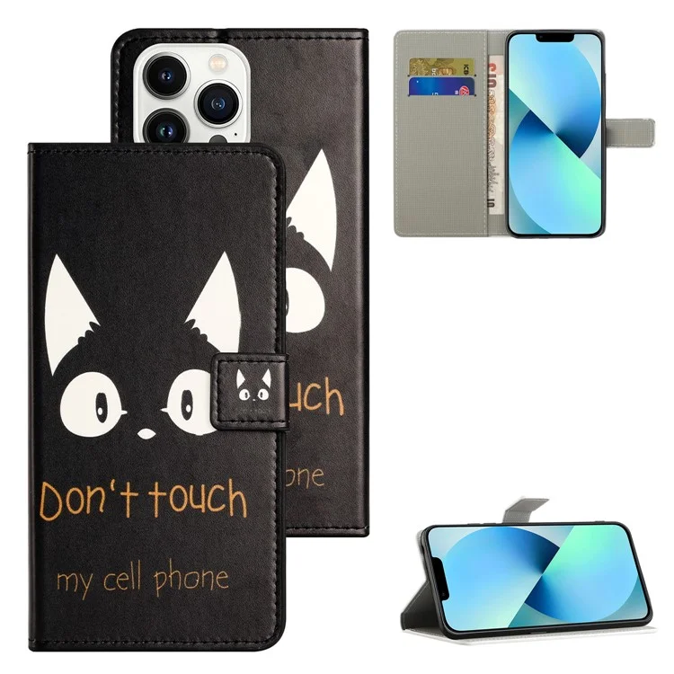 Custodia per iPhone 16 Pro Case Pattern Print PU Leather Wallet Flip Phone Cover - Non toccare il mio cellulare