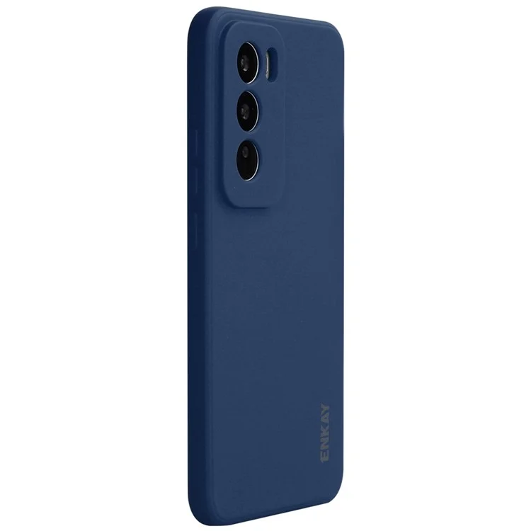 ENKAY HAT PRINCE for Oppo Reno12 5G (Global) Чехол из жидкого силикона для мобильного телефона со прямым краем - темно-синий