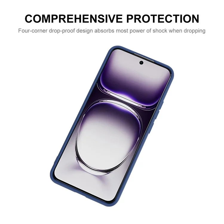 ENKAY HAT PRINCE for Oppo Reno12 5G (Global) Чехол из жидкого силикона для мобильного телефона со прямым краем - темно-синий