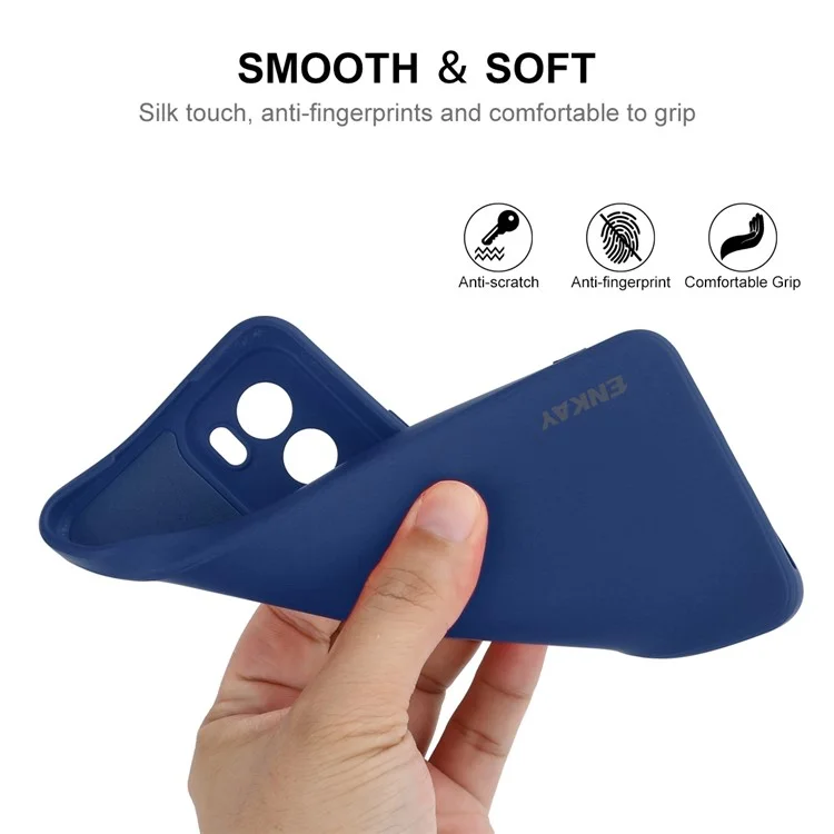 ENKAY HAT PRINCE for Oppo Reno12 5G (Global) Чехол из жидкого силикона для мобильного телефона со прямым краем - темно-синий