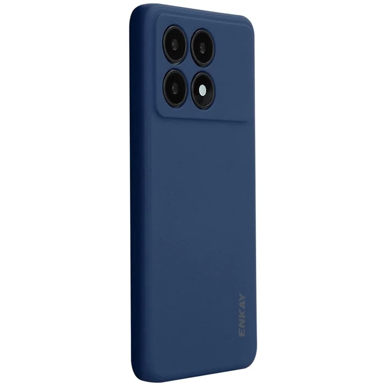 ENKAY HAT PRINCE Per Xiaomi Poco F6 Pro 5G / K70 5G / K70 Pro 5G Custodia in Silicone Liquido con Bordo Dritto - Blu Scuro