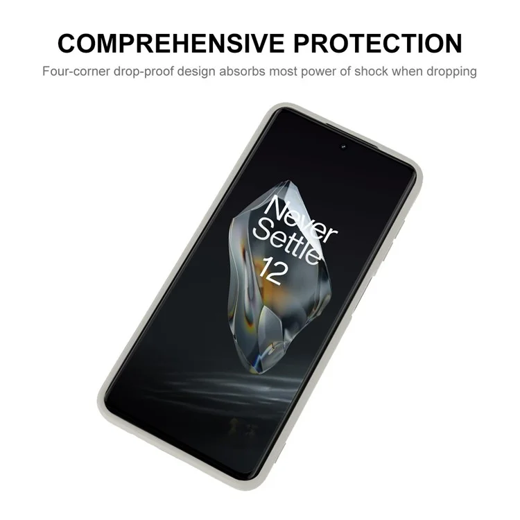 ENKAY HAT PRINCE для OnePlus 12 5G Чехол противоударный с прямыми краями Силиконовый чехол для телефона - Бежевый