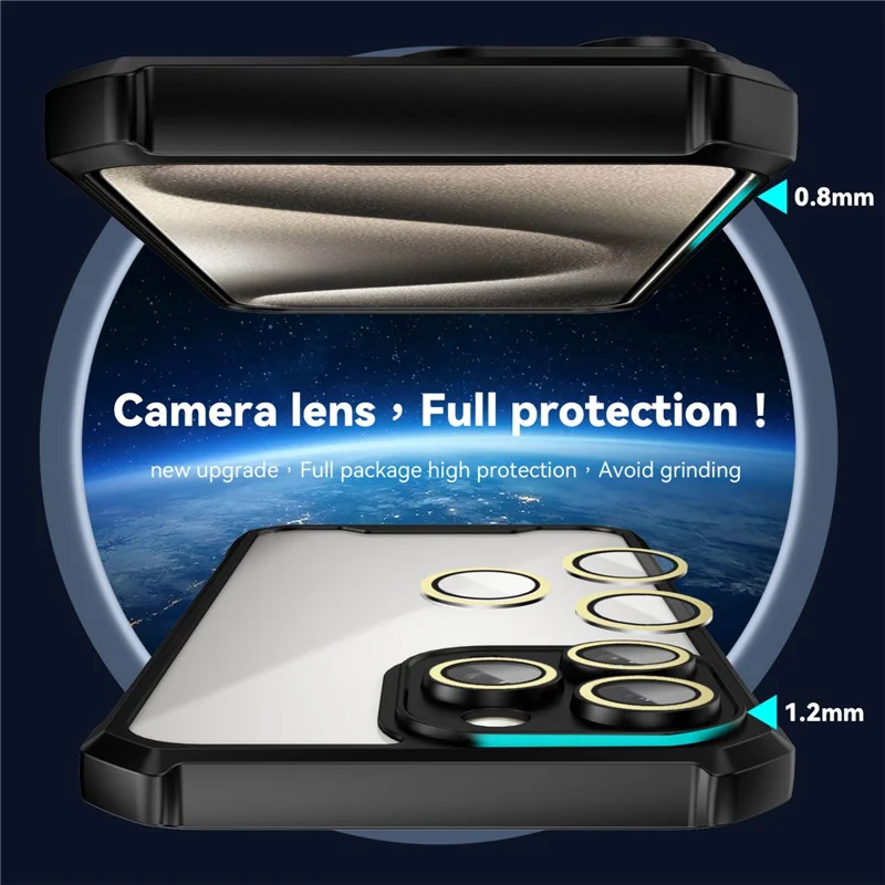 For iPhone 13 Pro Case Acrylic+TPU Reinforced Corners Protective Cover with Lens Film - Black