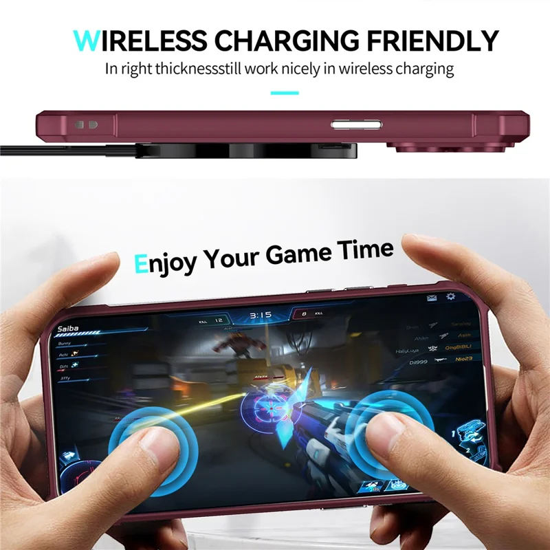 For iPhone 13 Pro Case Acrylic+TPU Reinforced Corners Protective Cover with Lens Film - Wine Red