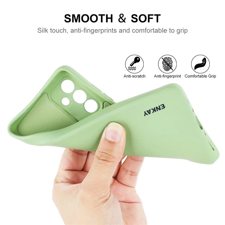ENKAY HAT PRINCE For Samsung Galaxy A55 5G Case Silicone Phone Shell Straight Edge - Light Green