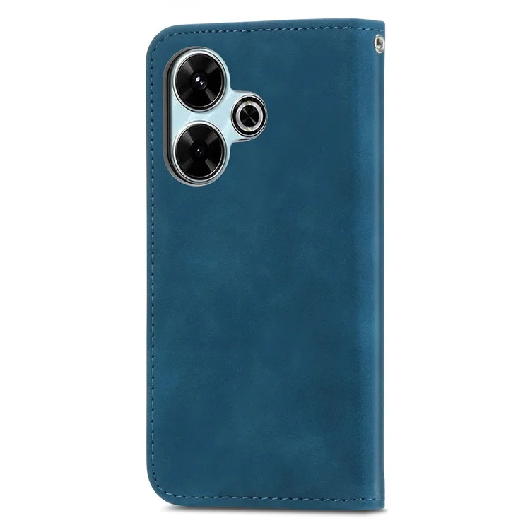 Per Xiaomi Redmi 13 5G / 4G Case Hidden Magnetic Leather Folding Stand Phone Cover - Dark Blue