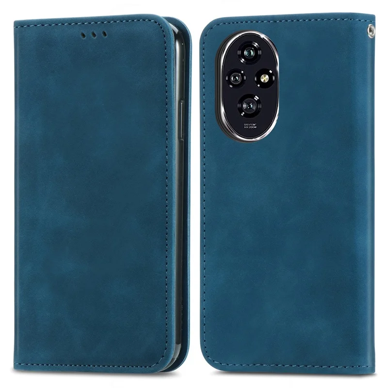 For Honor 200 5G Case Card Holder Vintage Leather Phone Cover - Dark Blue