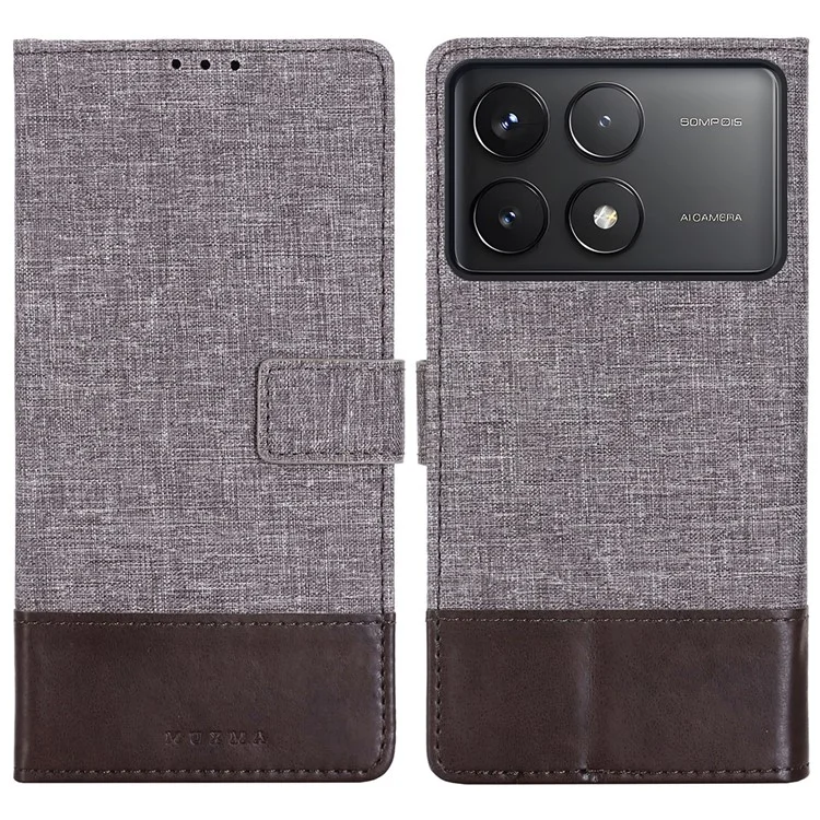 MUXMA MX102 für Xiaomi Poco F6 Pro 5G / Redmi K70 5G / K70 Pro 5G Case Stand Canvas Leather Phone Cover - Braun