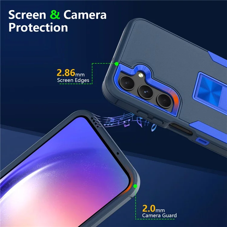 For Samsung Galaxy A25 5G (Global) (161.0 x 76.5 x 8.3mm) Case TPU+PC Phone Cover with Kickstand - Ocean Blue / Blue