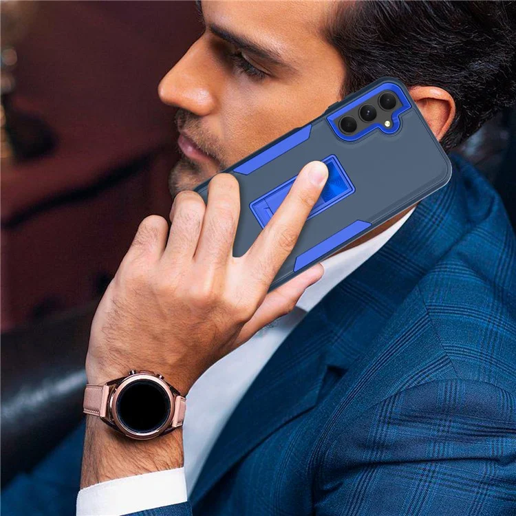 For Samsung Galaxy A25 5G (Global) (161.0 x 76.5 x 8.3mm) Case TPU+PC Phone Cover with Kickstand - Ocean Blue / Blue