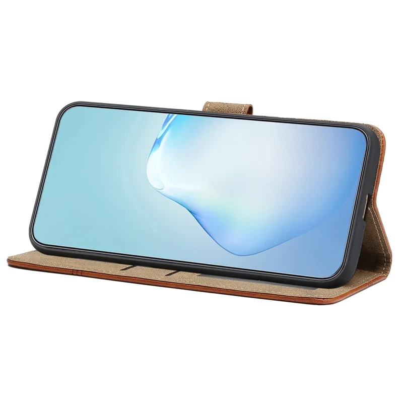 Scratch Proof Flip Wallet Case for Samsung Galaxy S21 4G / 5G, Business Style Cowhide Texture PU Leather Phone Stand Cover with Strap - Brown