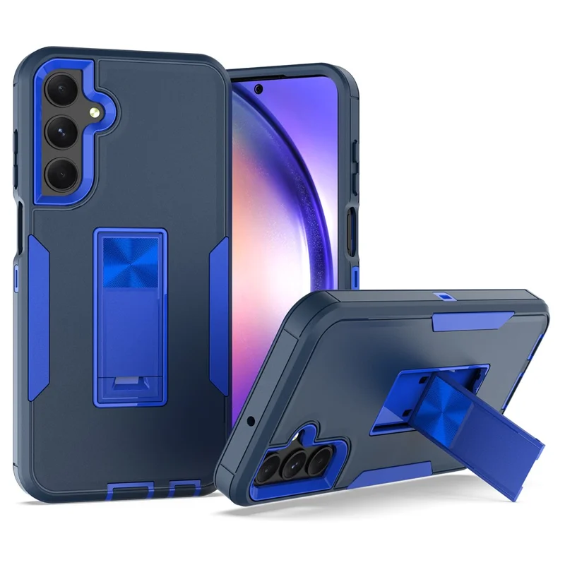 For Samsung Galaxy A35 5G Case Shockproof TPU+PC Kickstand Phone Protector - Sapphire / Dark Blue