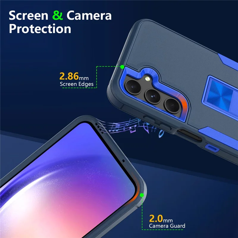 For Samsung Galaxy A35 5G Case Shockproof TPU+PC Kickstand Phone Protector - Sapphire / Dark Blue