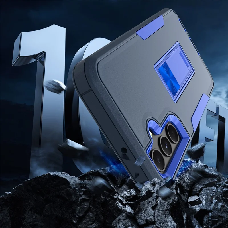 For Samsung Galaxy A35 5G Case Shockproof TPU+PC Kickstand Phone Protector - Sapphire / Dark Blue