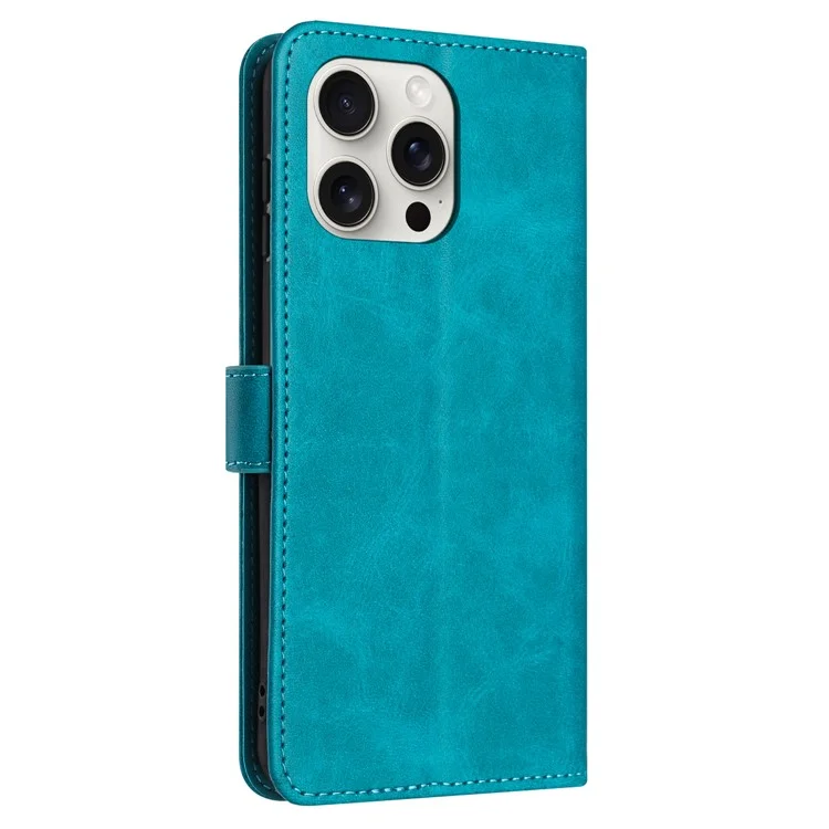 Capa Para iPhone 16 Pro Max Handbag Wallet Couro PU Capa de Telefone Textura de Bezerro - Verde