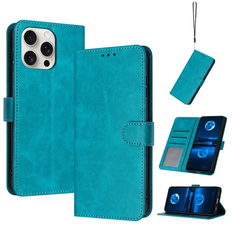Capa Para iPhone 16 Pro Max Handbag Wallet Couro PU Capa de Telefone Textura de Bezerro - Verde