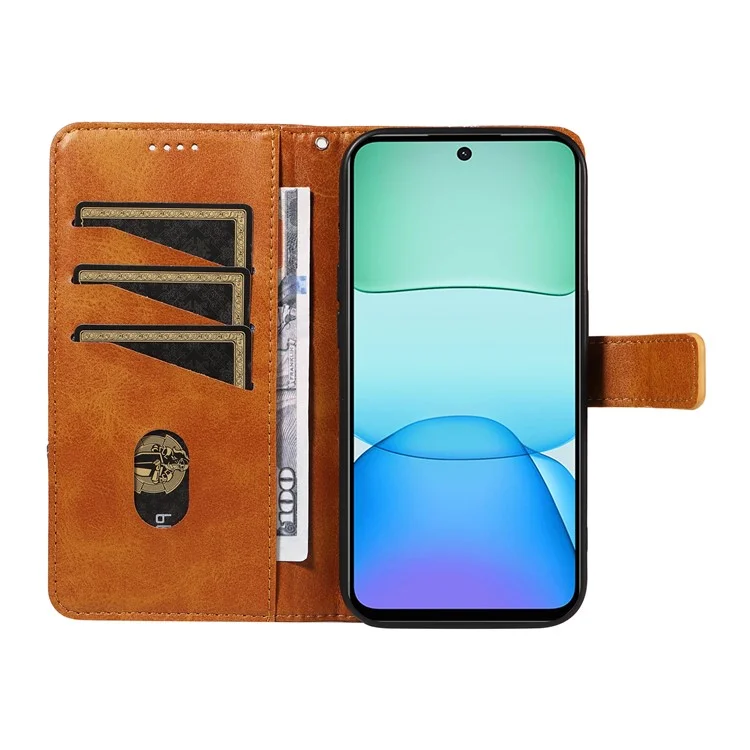 Para Xiaomi Redmi 13 5G / 4G / Note 13R 5G Funda Flip Resistente a Golpes Billetera Funda de Teléfono de Cuero Geométrica - Marrón