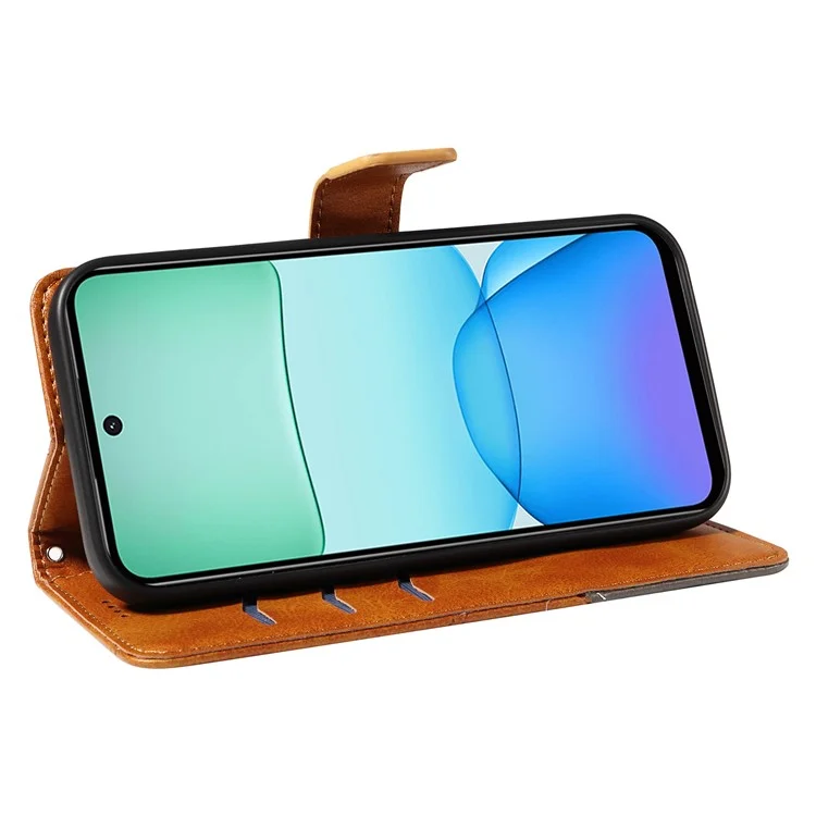 Para Xiaomi Redmi 13 5G / 4G / Note 13R 5G Funda Flip Resistente a Golpes Billetera Funda de Teléfono de Cuero Geométrica - Marrón
