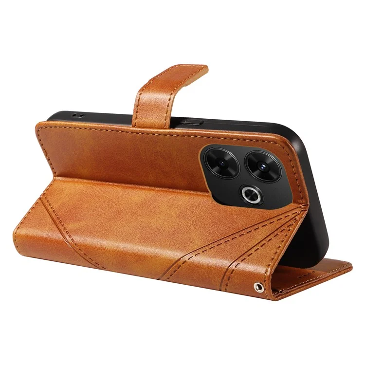 Para Xiaomi Redmi 13 5G / 4G / Note 13R 5G Funda Flip Resistente a Golpes Billetera Funda de Teléfono de Cuero Geométrica - Marrón