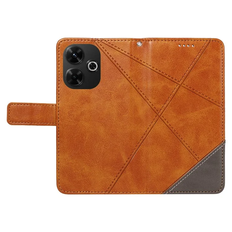 Para Xiaomi Redmi 13 5G / 4G / Note 13R 5G Funda Flip Resistente a Golpes Billetera Funda de Teléfono de Cuero Geométrica - Marrón