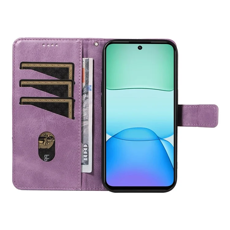 For Xiaomi Redmi 13 5G / 4G / Note 13R 5G Case Flip Shockproof Wallet Leather Phone Cover Geometric Line - Purple