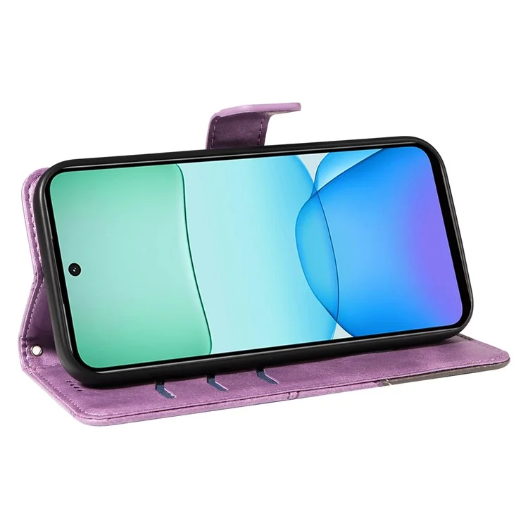 For Xiaomi Redmi 13 5G / 4G / Note 13R 5G Case Flip Shockproof Wallet Leather Phone Cover Geometric Line - Purple