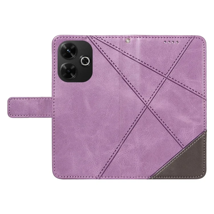 For Xiaomi Redmi 13 5G / 4G / Note 13R 5G Case Flip Shockproof Wallet Leather Phone Cover Geometric Line - Purple