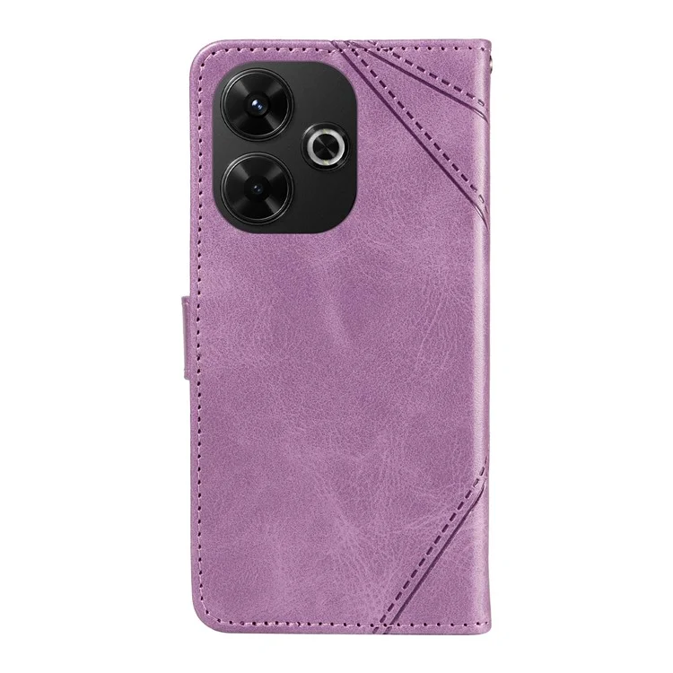 For Xiaomi Redmi 13 5G / 4G / Note 13R 5G Case Flip Shockproof Wallet Leather Phone Cover Geometric Line - Purple