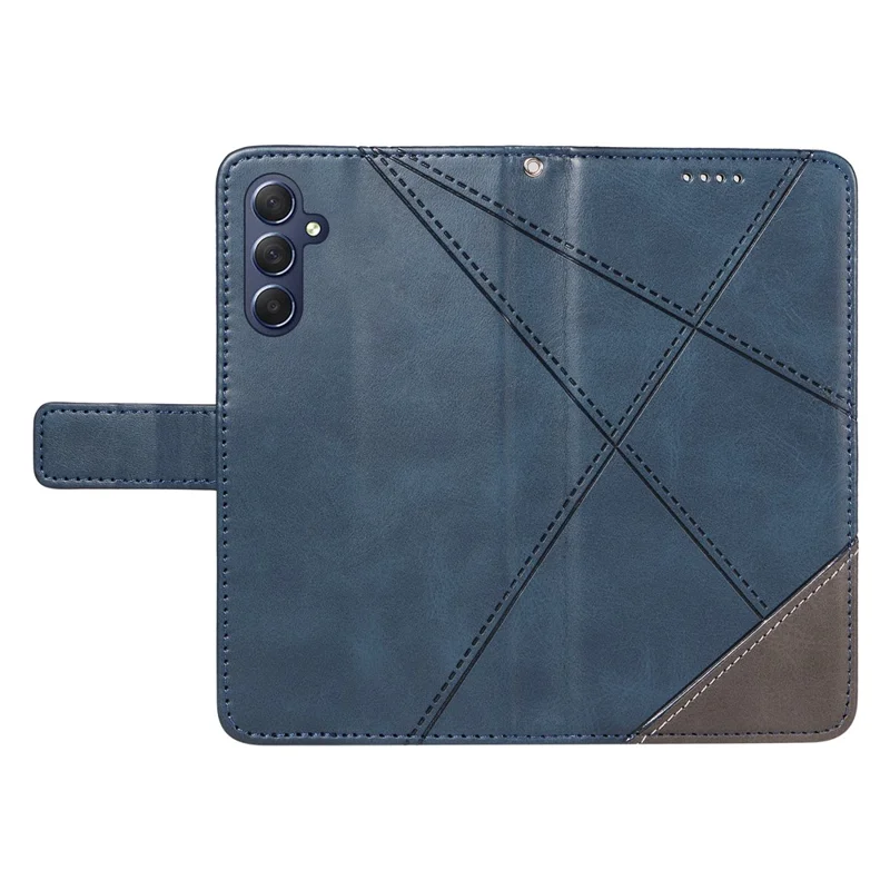 For Samsung Galaxy A55 5G Case Geometric Line Leather Phone Cover Card Slots Wallet - Blue