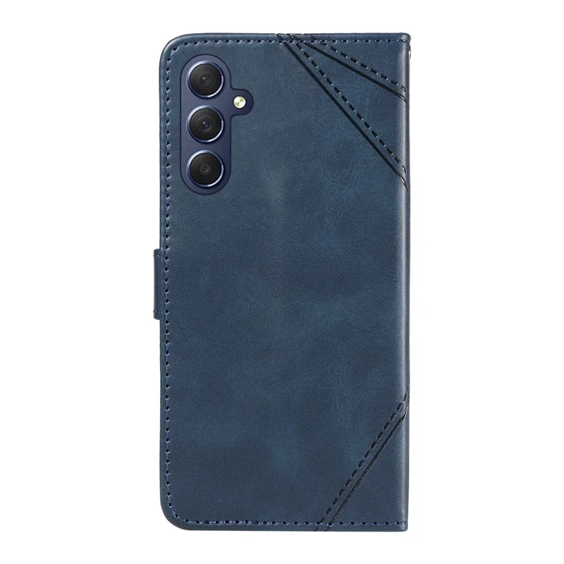 For Samsung Galaxy A55 5G Case Geometric Line Leather Phone Cover Card Slots Wallet - Blue