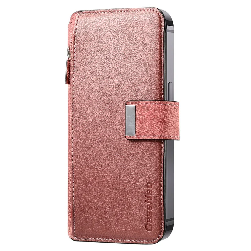 CASENEO MW-02S Magnetic Detachable Leather Phone Cover for 6.1 inch Phone RFID Blocking Wallet Stand - Pink