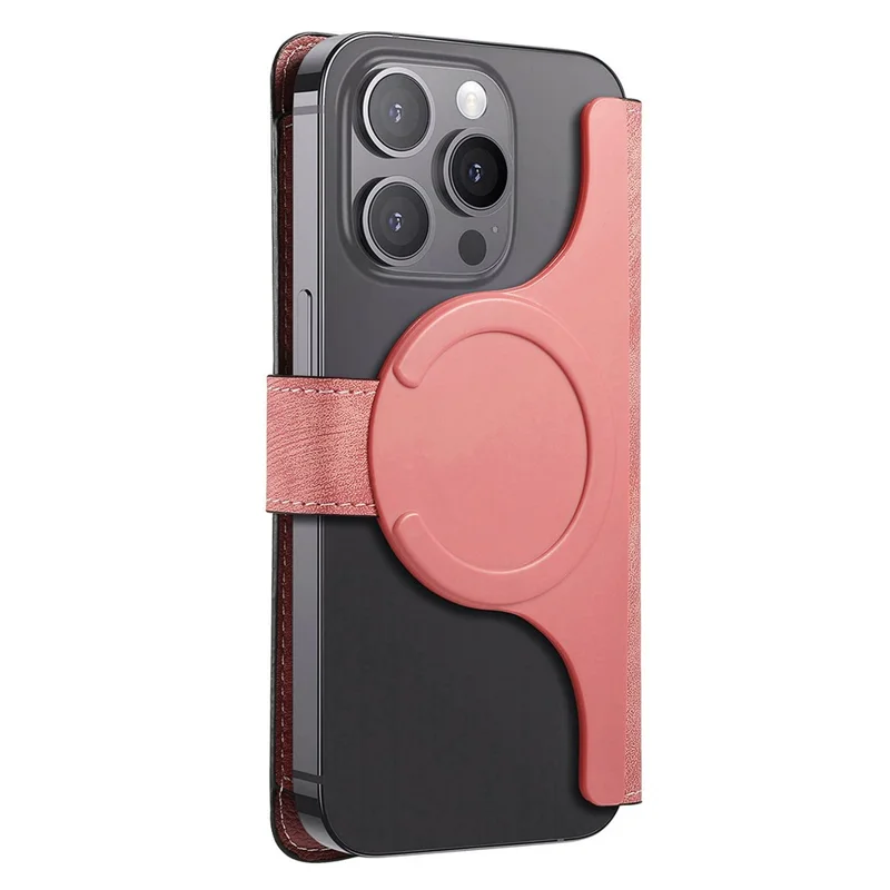 CASENEO MW-02S Magnetic Detachable Leather Phone Cover for 6.1 inch Phone RFID Blocking Wallet Stand - Pink