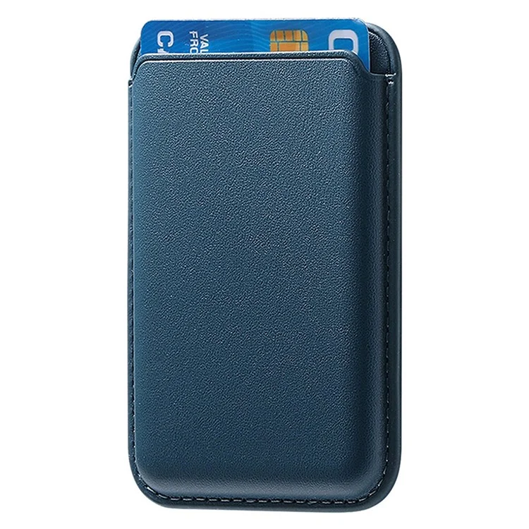 KB-58 Magnetic Card Holder Solid Color PU Leather Credit Cards Case - Blue