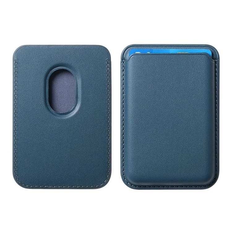KB-58 Magnetic Card Holder Solid Color PU Leather Credit Cards Case - Blue