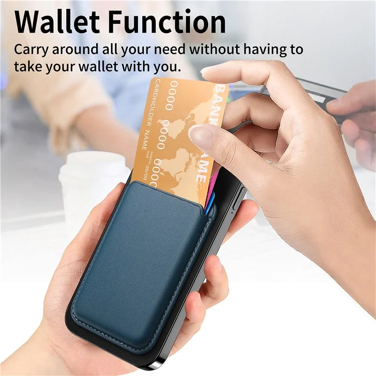 KB-58 Magnetic Card Holder Solid Color PU Leather Credit Cards Case - Blue